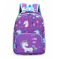 Рюкзак дошкольный DaV для девочек с единорогом, фиолетовый, р-р 30х25х11 см