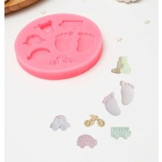 Силиконовый молд «Детские машинки», d=10 см, цвет микс Китай