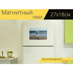Магнитный пазл "Рыбак, сетка для литья, приманка" на холодильник 27 x 18 см. Lots Prints