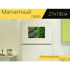 Магнитный пазл "Зеленый, цветок, природа" на холодильник 27 x 18 см. Lots Prints