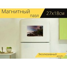 Магнитный пазл "Пальмы, океан, тропический" на холодильник 27 x 18 см. Lots Prints
