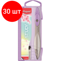 Комплект 30 наб, Готовальня Maped STUDY COLLECTOR циркуль 120мм цинк. спл,+гриф, паст. цв в асс