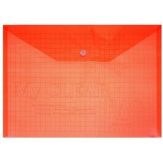 Папка-конверт на кнопке А4, 120 мкм, Calligrata "Клетка", прозрачный, красный, 12 штук