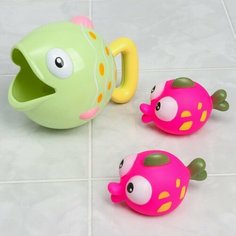 Уценка Набор игрушек для игры в ванне «Рыбка и коньки», зеленая