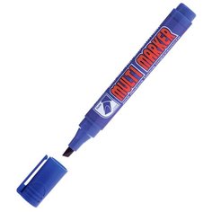 Маркер перманентный Crown "Multi Marker Chisel" синий, скошенный, 5мм, 4 штуки