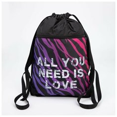 Мешок для обуви, отдел на шнурке, наружный карман, цвет черный Нет бренда