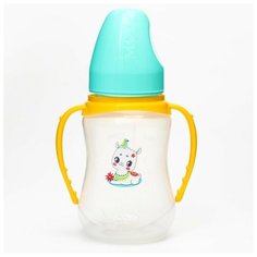 Mum&Baby Бутылочка для кормления "тренд. Лама" 150 мл приталенная, с ручками, цвет бирюзовый