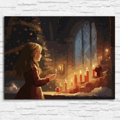 Картина по номерам на холсте новый год рождеством (зима, девушка, елка, эстетика) - 12823 40х30 Бруталити