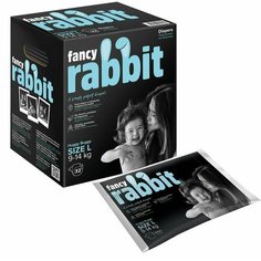 Подгузники Fancy Rabbit на липучке L 9-14кг 32шт х 2шт