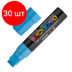 Комплект 30 штук, Маркер меловой MunHwa Black Board Jumbo 15мм голубой, водн. основа JBM15-02