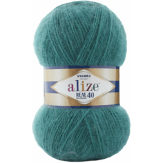 Пряжа Alize Angora Real 40, 40 % шерсть, 60 % акрил, 100 г, 430 м, 5 шт., 507 античный зеленый