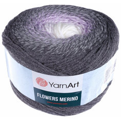 Пряжа Yarnart Flowers Merino серый-сиреневый (547), 25%шерсть/75%акрил, 590м, 225г, 1шт