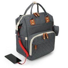 Сумка рюкзак для мамы, Zupo Crafts Многофункциональный водонепроницаемый дорожный рюкзак, с ремнями для коляски и футляром для соски