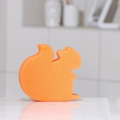 Romanoff Губка для тела детская «Белочка», 135×130×40 мм, цвет оранжевый