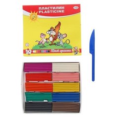 Гамма Пластилин 10 цветов 140 г, "Гамма" "Юный художник", со стеком Gamma