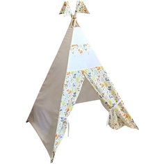 Палатка VIGVAM shop стандартный вигвам Таежный лес с флажками и системой антискладывания, белый