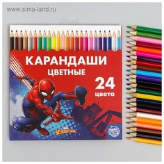 Карандаши цветные, 24 цвета Супергерой, Человек Паук Marvel
