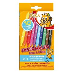 Фломастеры "Biba" с тонким и толстым кончиком, 10 цветов Cretacolor