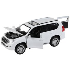 Машинка металлическая Автопанорама 1:32, Land Cruiser Prado, белый, инерция, свет, звук, открываются двери (JB1251319)