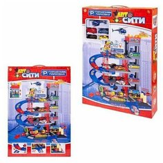 Парковка "АвтоСити", 4-х уровневая, 64 детали, 4 машинки, вертолет, в коробке A Btoys