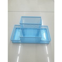 Подставка канцелярская 4 ячейки металл.(голубая) Asmar