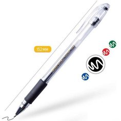 Ручка гелевая, стандарт, резиновый упор, Crown HJR-500R, чёрная, узел 0.5 мм, 12 шт.