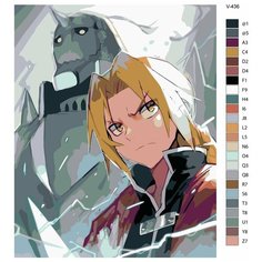 Картина по номерам V-436 "Аниме Стальной Алxимик 2 (Fullmetal Alchemist 2). Эдвард Элрик и Альфонс Элрик (Edward Elric и Alphonse Elric)", 80x100 см Brushes Paints