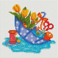 Алмазная мозаика Белоснежка "Зонтик с бантиком" / Набор алмазной мозаики 20х20 см / На подрамнике / Полная выкладка / Зонт / Цветы