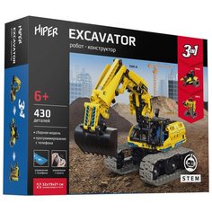 Конструктор HIPER Конструктор экскаватор на пульте управления 3 в 1 HIPER STEM EXCAVATOR HBB-0033 430 деталей, 430 дет.