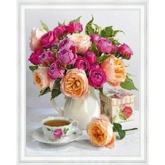 Алмазная мозаика "Букет роз" круглые стразы холст на подрамнике 40х50 см, HWA3373 Paintboy