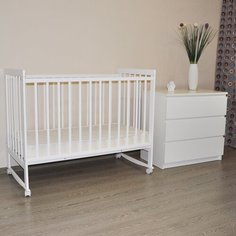 Кроватка Kristi колесо качалка без ящика, белый Edwood