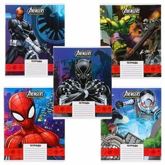 Тетрадь 24 листа, Личности, 5 видов микс, клетка, мелованная бумага, Мстители Marvel