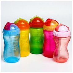 Поильник детский с трубочкой, 340 мл, цвета микс Mum&Baby