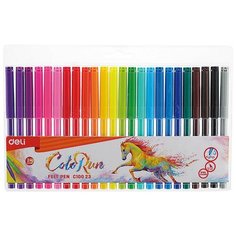 Фломастеры Deli EC10023 ColoRun Вентилируемый 24цв. пакет с европодвесом