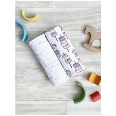 Многоразовая пеленка Mjolk трикотаж 80x80, с принтом, маршмэллоу/hello mommy, 2 шт.