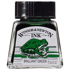 Тушь Winsor&Newton для рисования, бриллиант зеленый, флакон c пипеткой 14мл