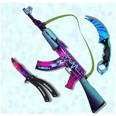 Автомат с армейским ремешком, Нож бабочка, Керамбит 1+1, cs go, кс го MZR