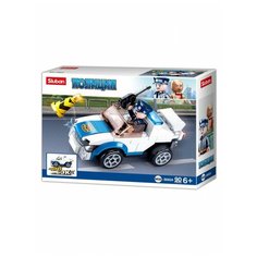 Конструктор Машинка, инерционный механизм, серия Полиция, 90 деталей, фигурка полицейского, SLUBAN