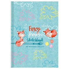Скетчбук 80л. А5 7БЦ BG "Foxy sketch", матовая ламинация, выб. лак, белый блок БиДжи