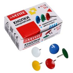 Кнопки канцелярские цветные 9-10,5 мм, 50 штук, deVENTE, в картонной коробке