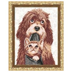Схема для вышивания бисером Собака с котенком VKA3055 АРТ соло Art Solo