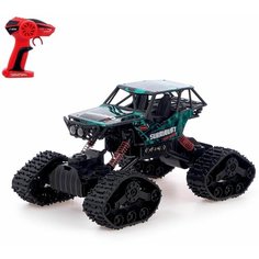 Машинка Джип радиоуправляемый Гусеничный вездеxод, полный привод 4WD, работает от аккумулятора, цвет зелёный Enkara