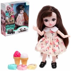 Кукла модная шарнирная Алена на прогулке с аксессуарами, Микс Denco Store