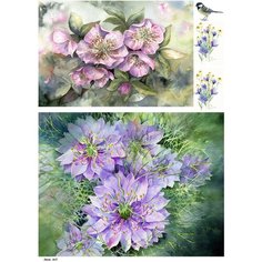 Рисовая бумага для декупажа А4 ультратонкая салфетка 0637 цветы винтаж крафт Milotto