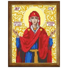 Набор на атласе для вышивания чешским бисером Вышивочка икона Прсв Бца Нерушимая стена 18*23см