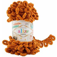Пряжа Alize Puffy, 7722479, 717 Тигр, 100 г, 9 м, 5 шт