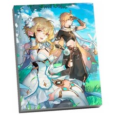 Картина по номерам 30х40 см Аниме Геншин Импакт Genshin Impact Путешественники Люмин и Итэр (34 цвета) Molly