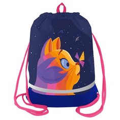 Мешок для обуви 1 отделение Berlingo "Surprised cat", 510*400мм, расшир. дно, светоотр. лента, карман на молнии