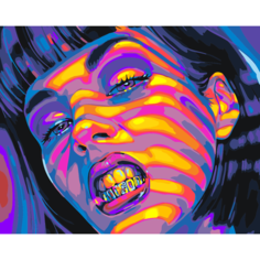 Картина по номерам Девушка в неоновом свете на стену Палитра забав