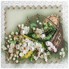 Вышивка Образа в каменьях "Ландыши в корзине" (магнит), 9х9 см